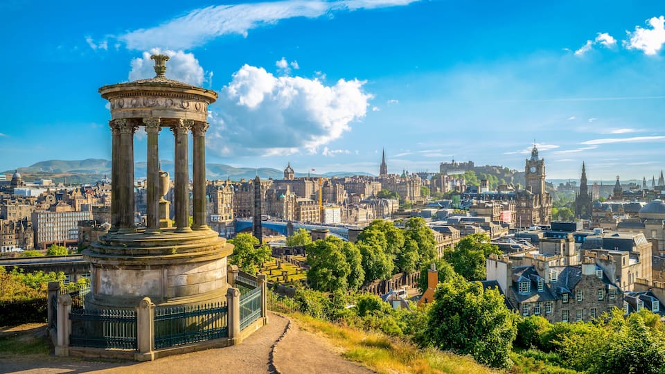 landscape of calton hill, edinburgh, uk