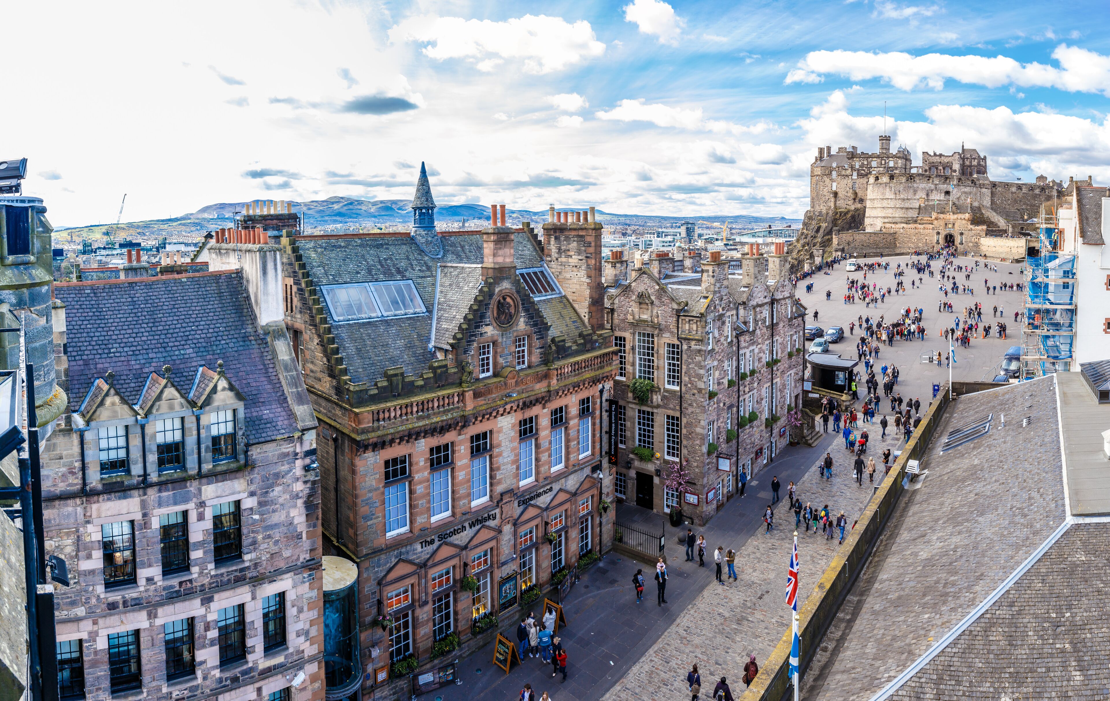 Royal mile and old center of Edinburgh in spring
