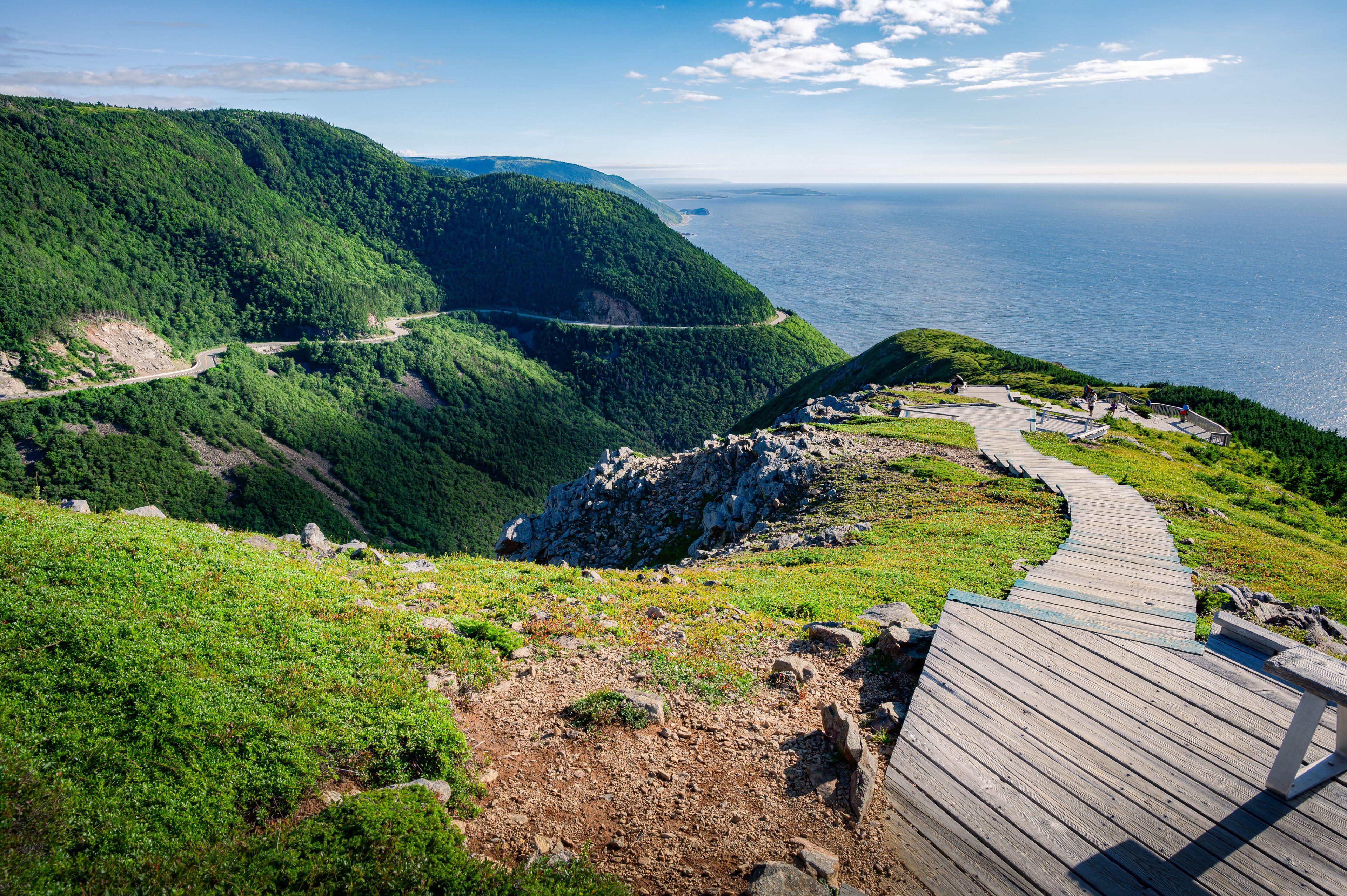 Scenic view over the horizon on the Skyline trail at dusk, Highlands national park, Nova Scotia, Canada