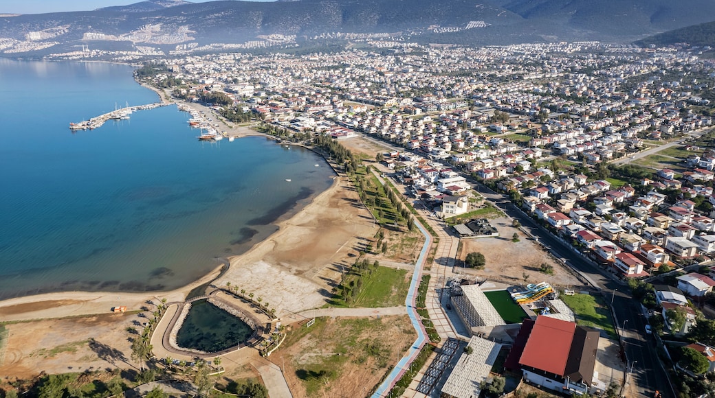 Aerial view of Didim Akbük and city center. Aydin Turkey