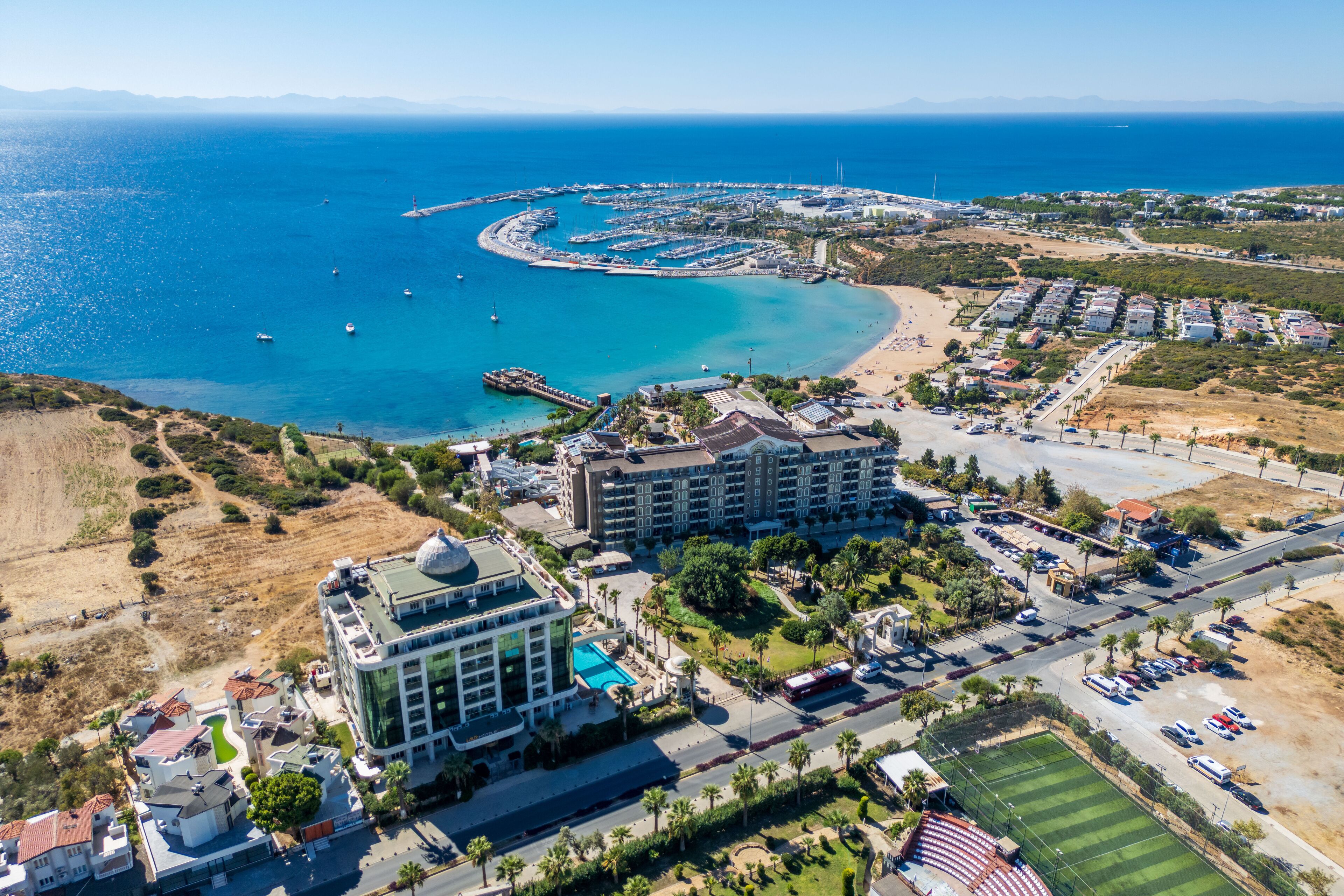 Didim coastline drone view in Turkey