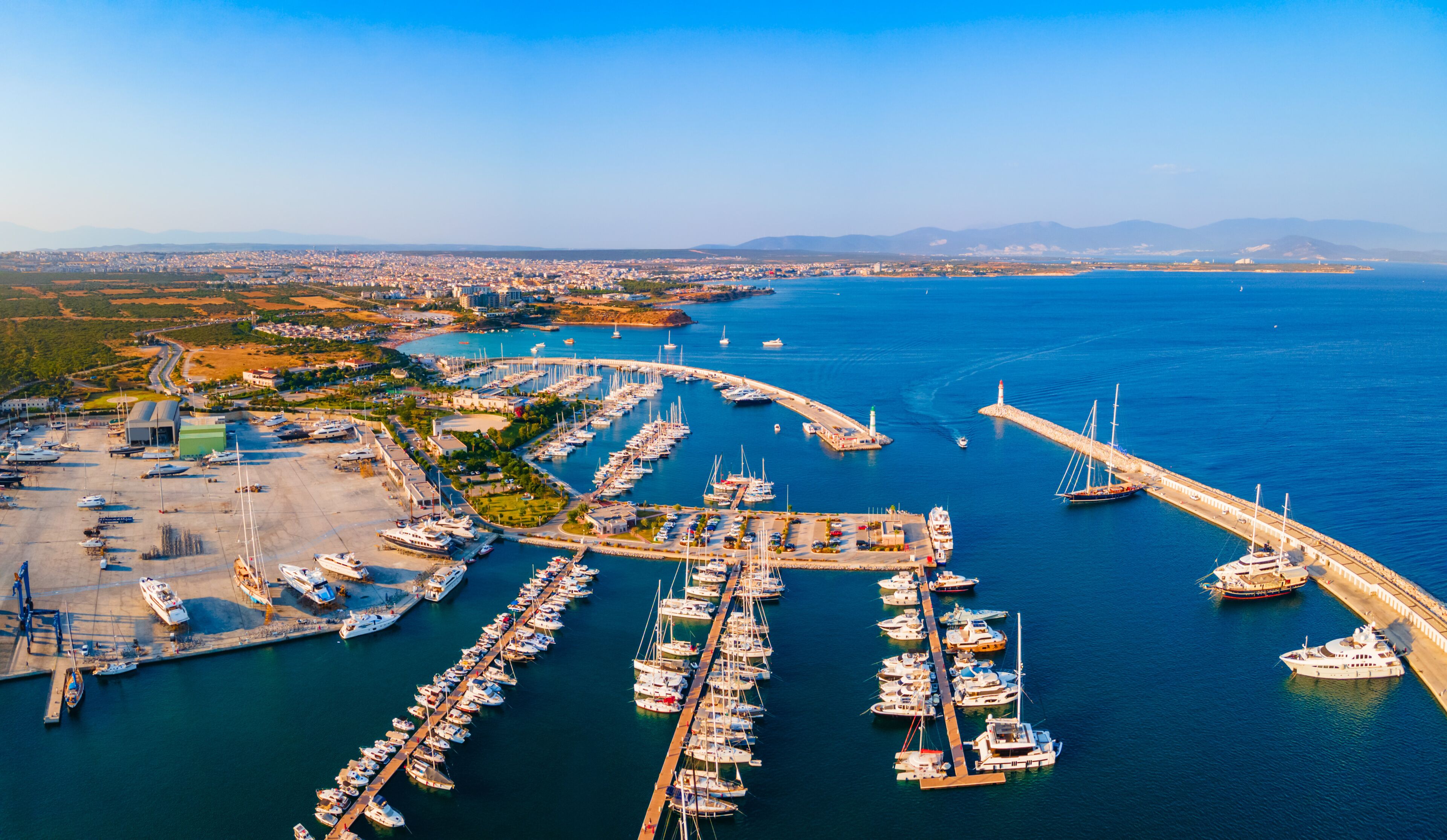 Didim Marina aerial panoramic view in Turkey