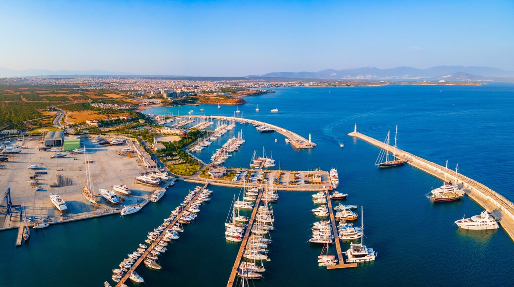 Didim Marina aerial panoramic view in Turkey