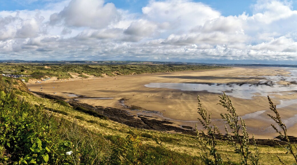 Panorama of Saunton Sands, a beach in the English village of Saunton on the North Devon coast near Braunton