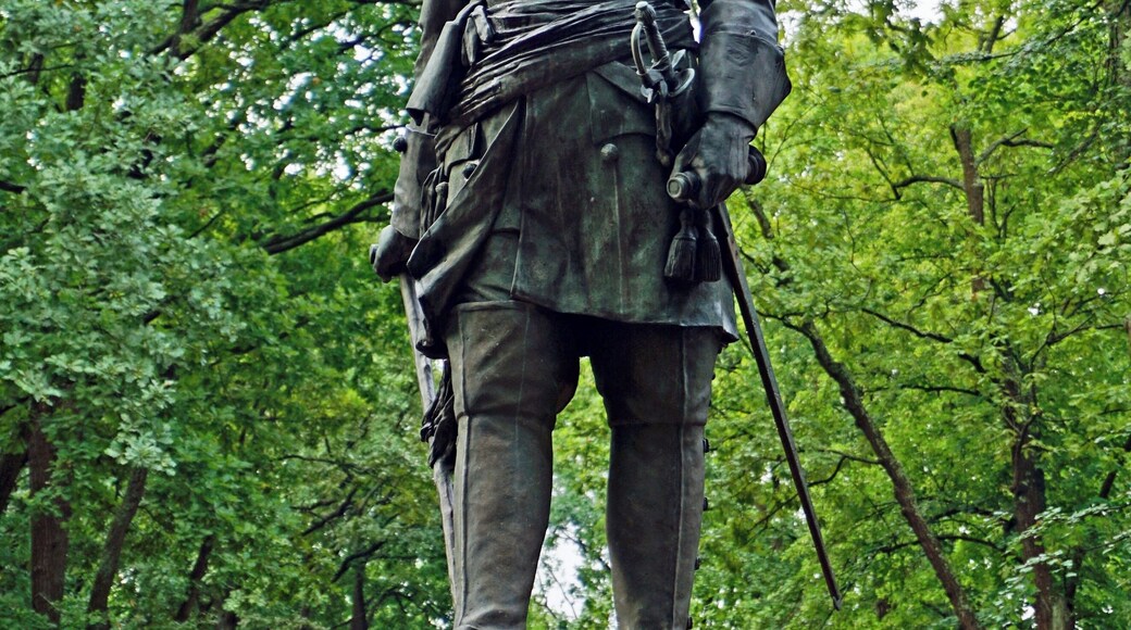 Statue of Peter the Great in the grounds of the Peterhof Palace, St Petersburg, Russia (Aug 2014).