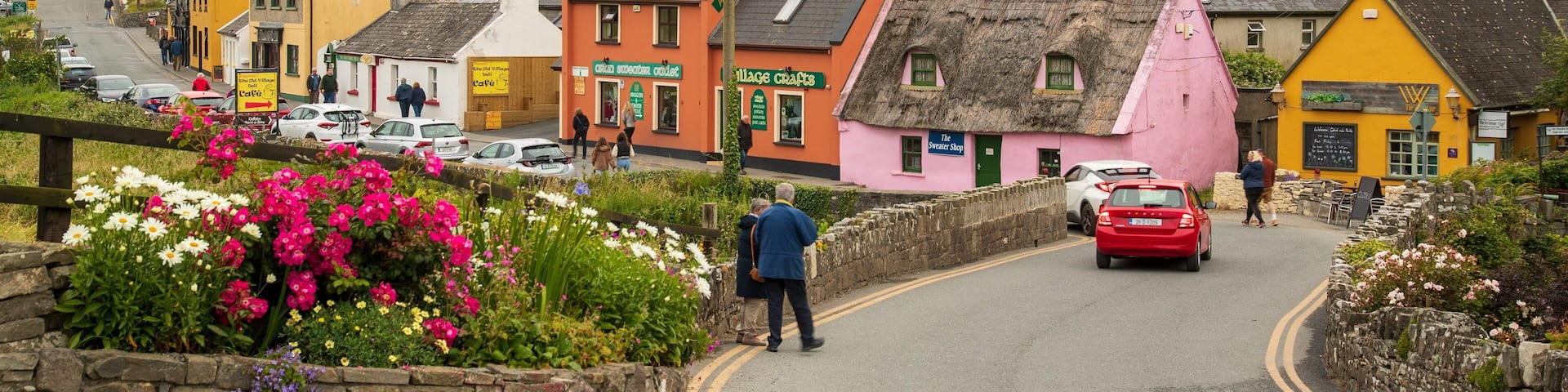 Doolin showing a small town or village, flowers and street scenes