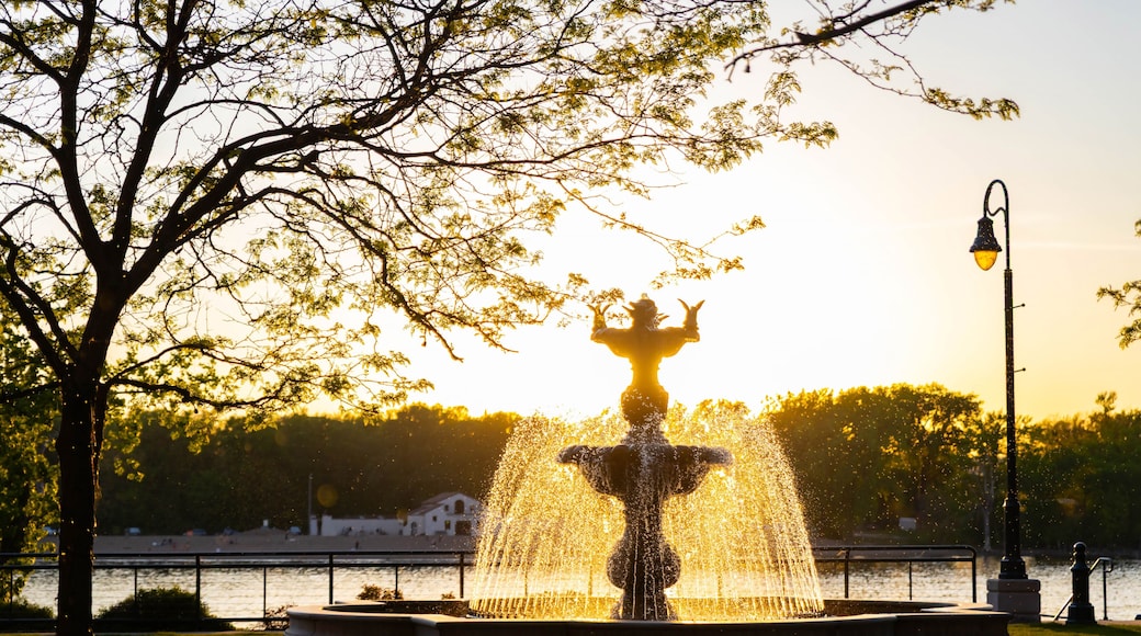 Fountain Through Sun Beams at Riverside Park