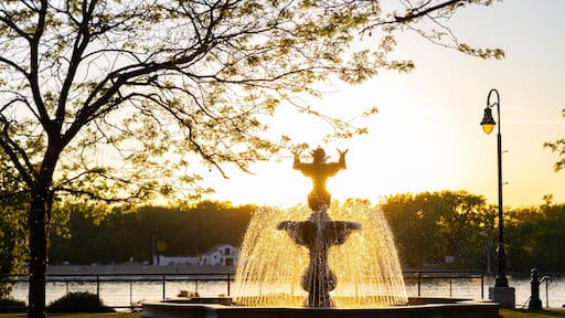 Fountain Through Sun Beams at Riverside Park