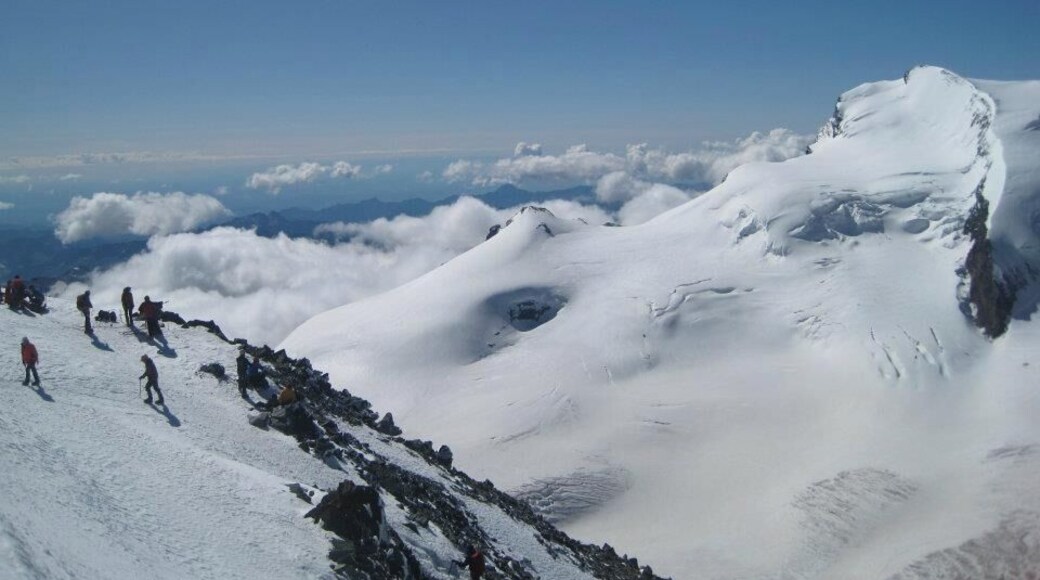 An amazing climb up the glacier with views to mont blanc, we began at sunrise to get to the train then headed up before any snow could melt too much. (August)