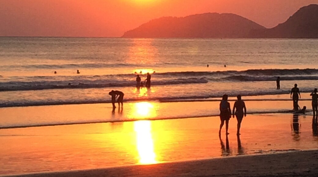 The beautiful sunset at Guaeca Beach, São Paulo, Brazil