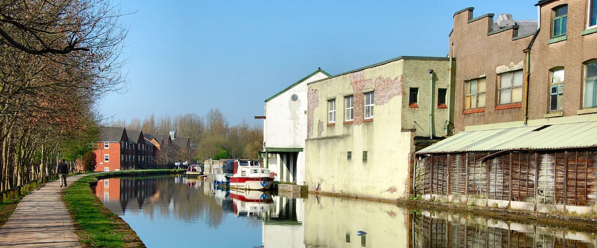 The Leeds-Liverpool Canal in Leigh . NW England.