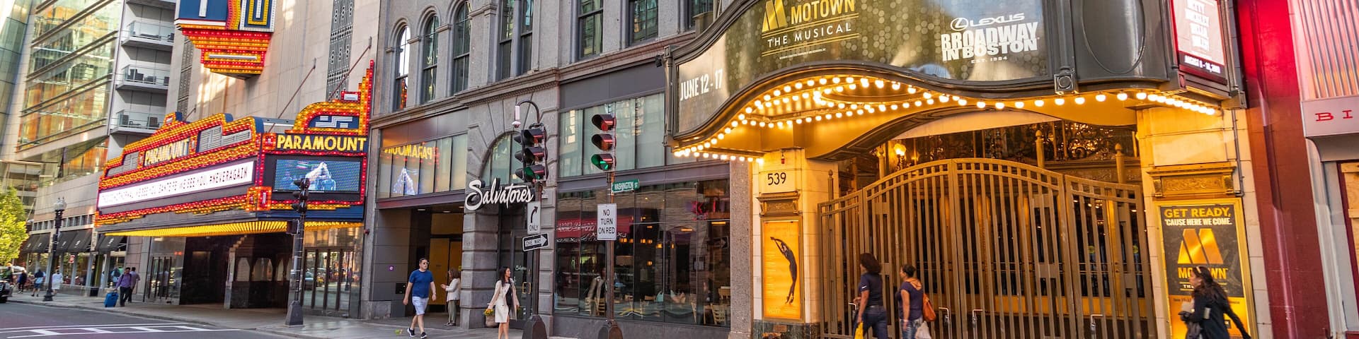 Boston Opera House showing street scenes and signage