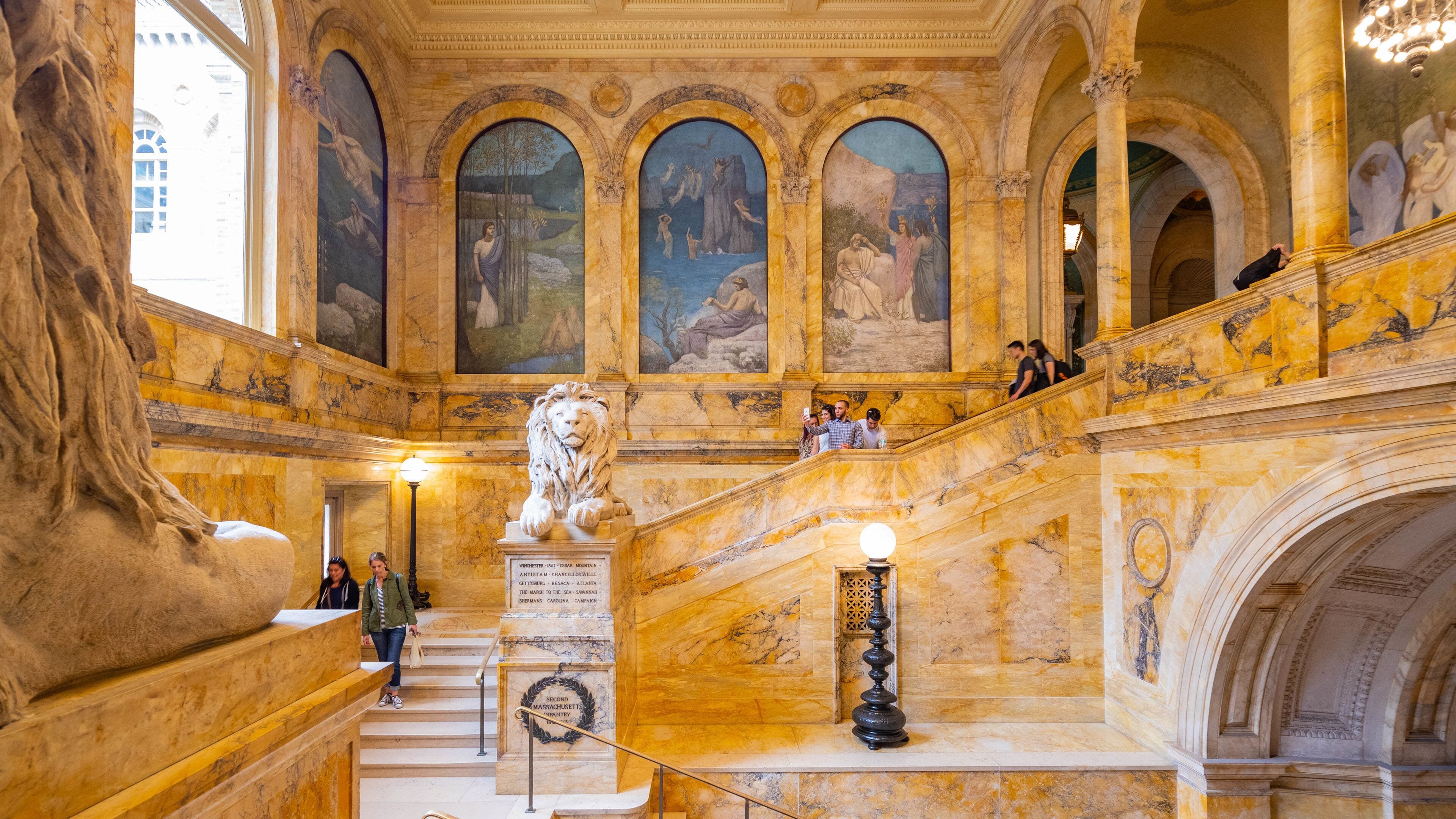 Boston Public Library which includes art, interior views and heritage elements