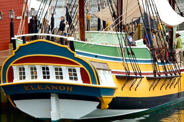 Boston Tea Party Ship showing boating and a bay or harbor