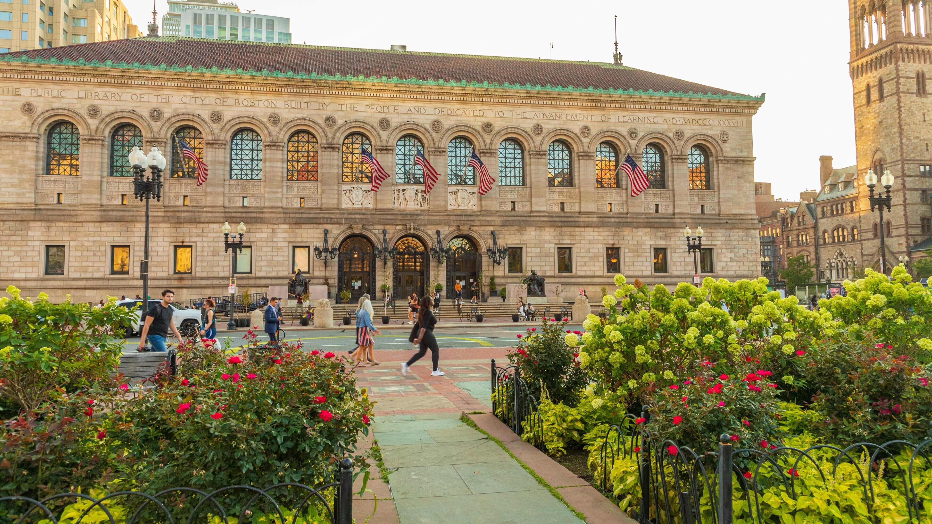 Copley Square which includes a park, street scenes and heritage architecture