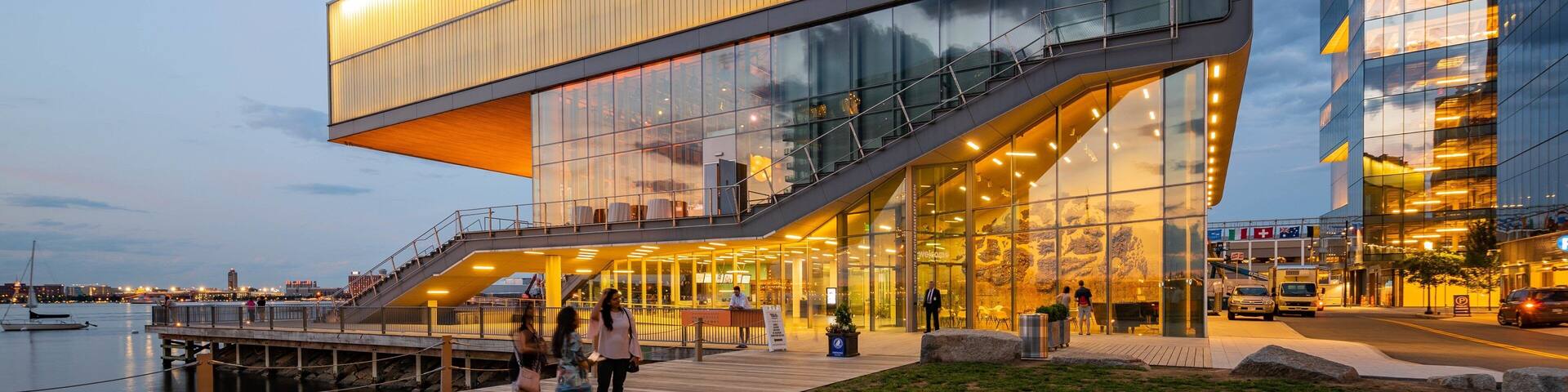 Institute of Contemporary Art which includes modern architecture and night scenes