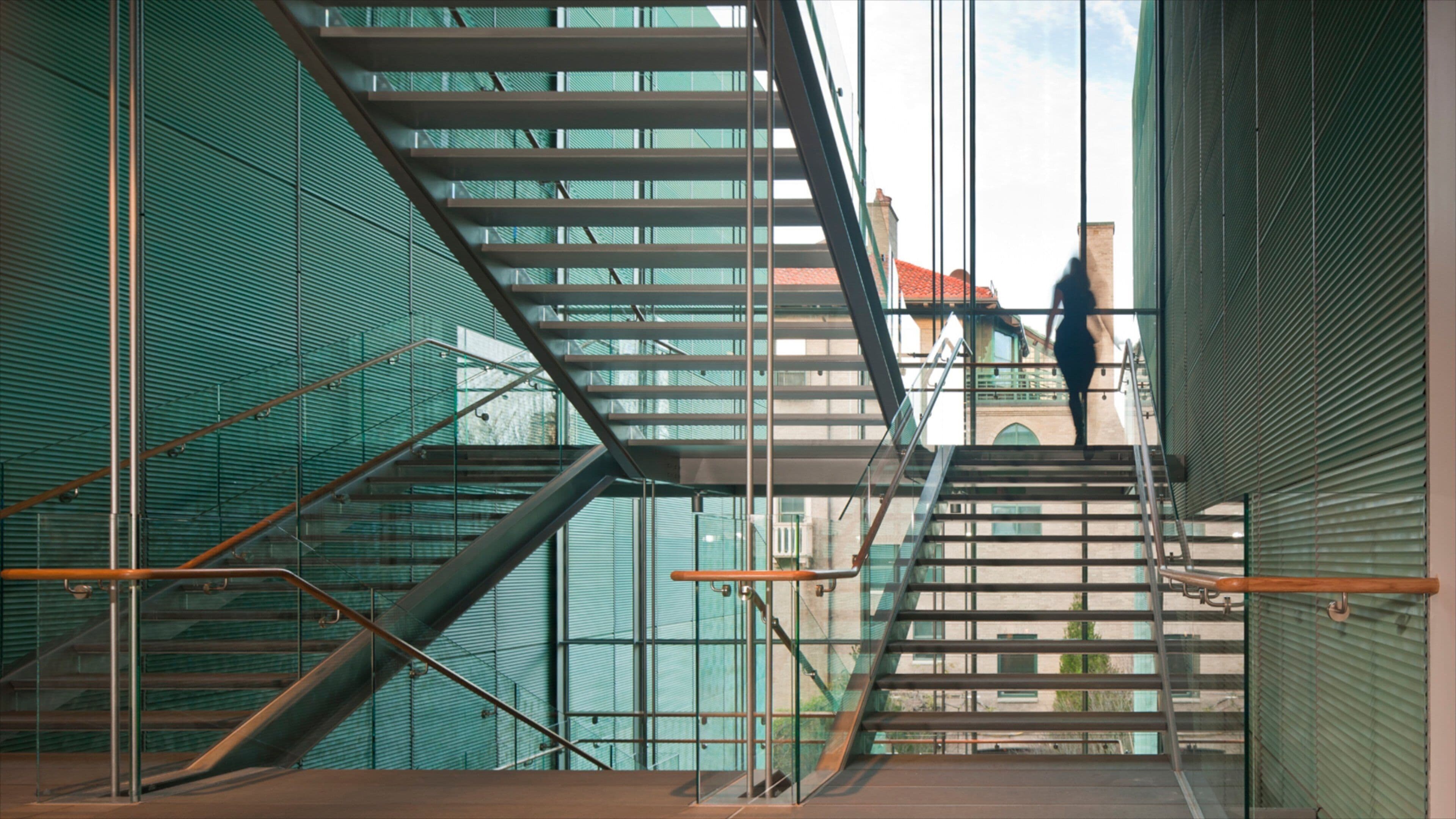 Intricate architectural design of Isabella Stewart Gardner Museum in Boston with contemporary stairways and natural light