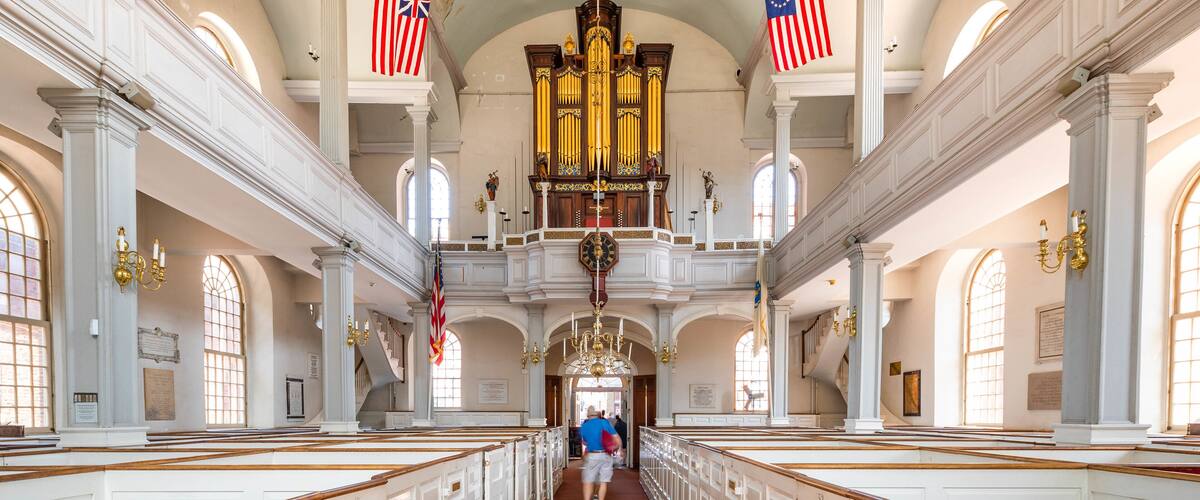 Old North Church showing interior views
