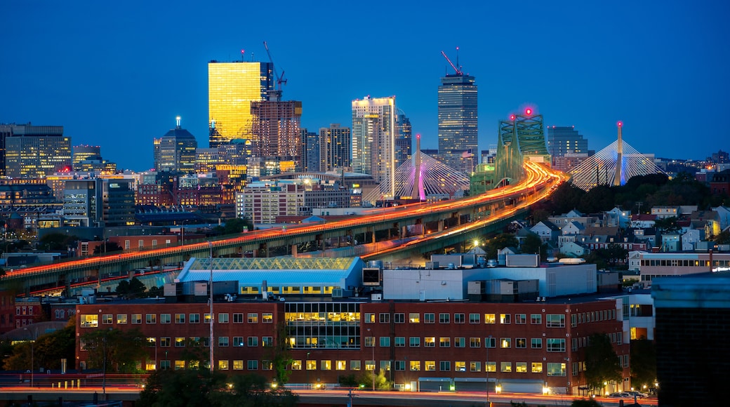 Boston bridge and Boston city, USA, America