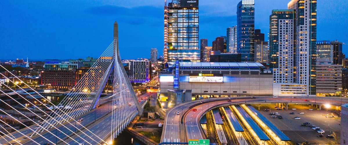 Aerial Boston at Night