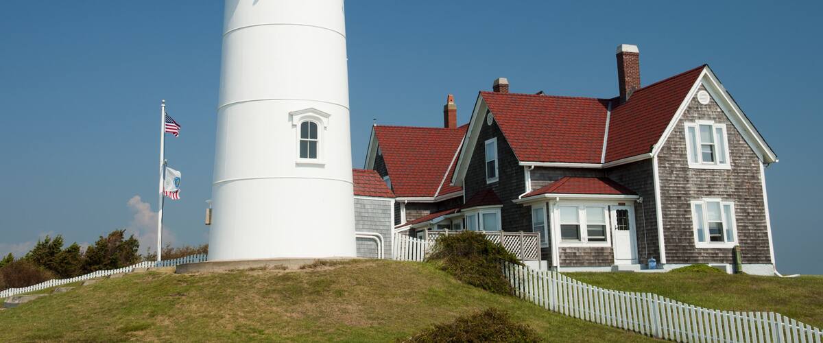 Nobska Lighthouse, Woods Hole, Cape Cod, New England, Massachusetts, USA, Nobska Leuchtturm, Neu England