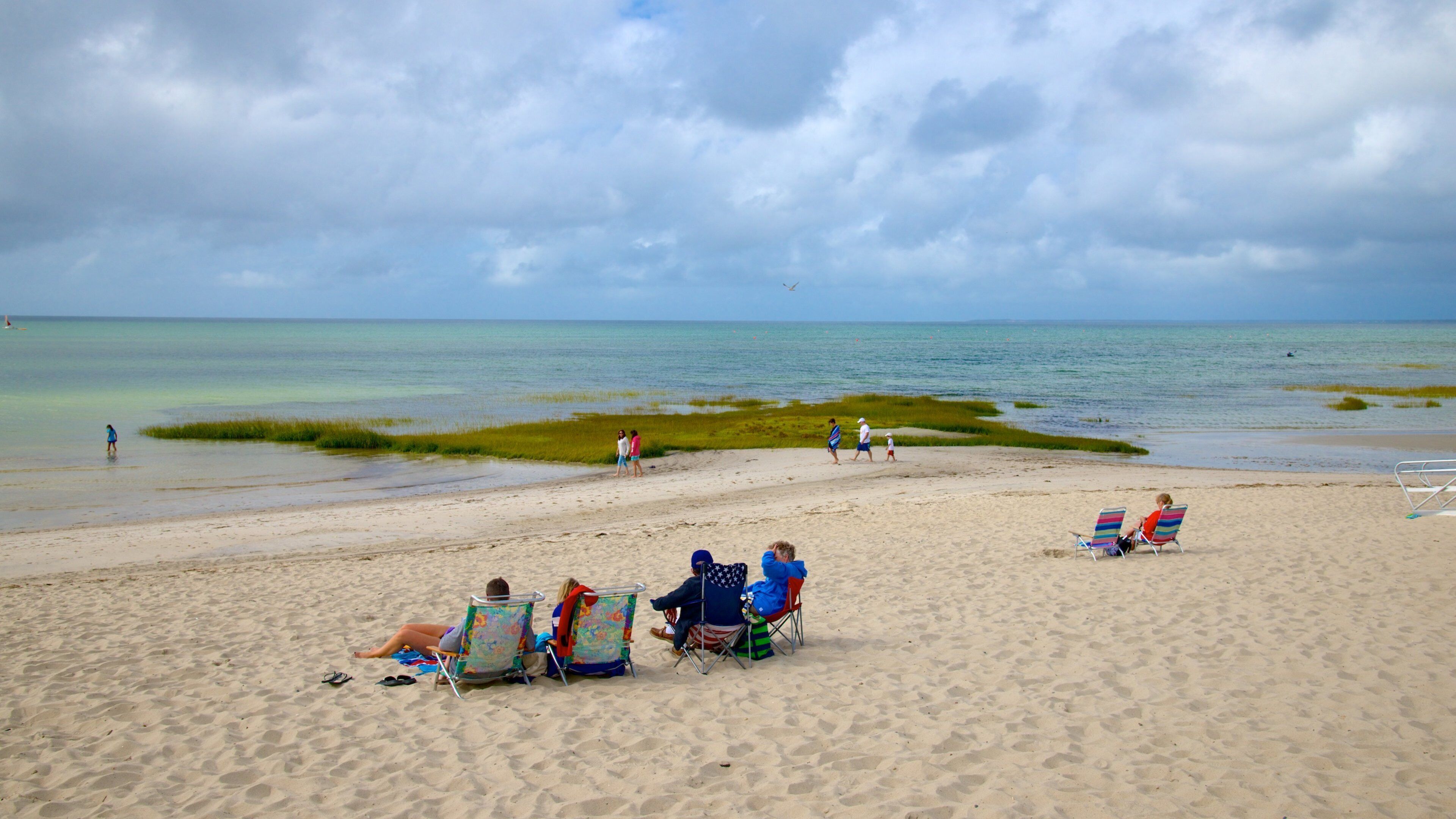 Skaket Beach featuring a beach as well as a small group of people