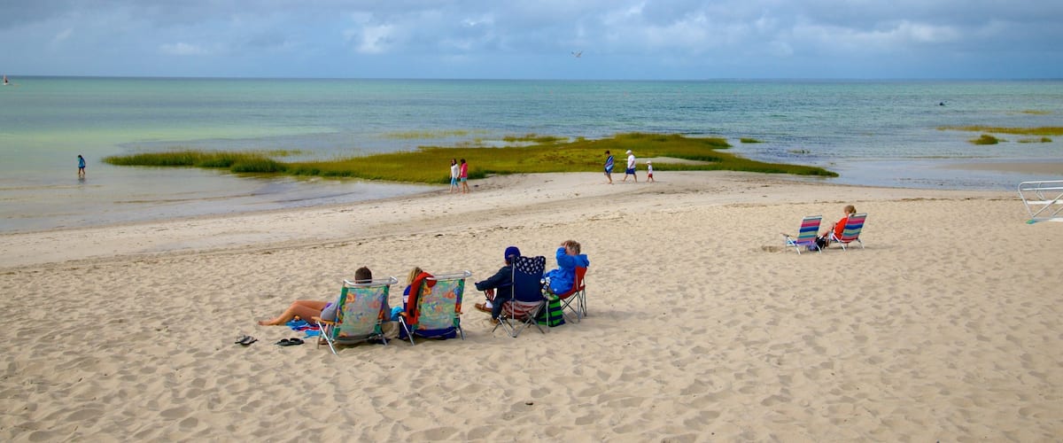 Skaket Beach ofreciendo una playa y también un pequeño grupo de personas