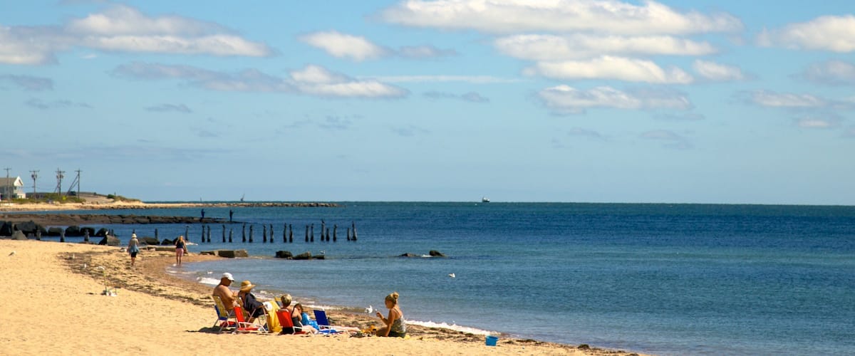 Surf Drive Beach featuring a sandy beach as well as a small group of people