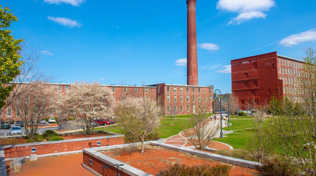 Lawrence Mills building in Lowell National Historic Park in historic downtown Lowell, Massachusetts MA, USA. Now this building is a part of UMass Lowell.