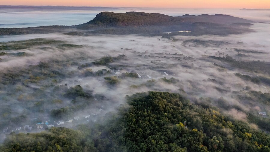 Holyoke Mt Tom During a Foggy Morning