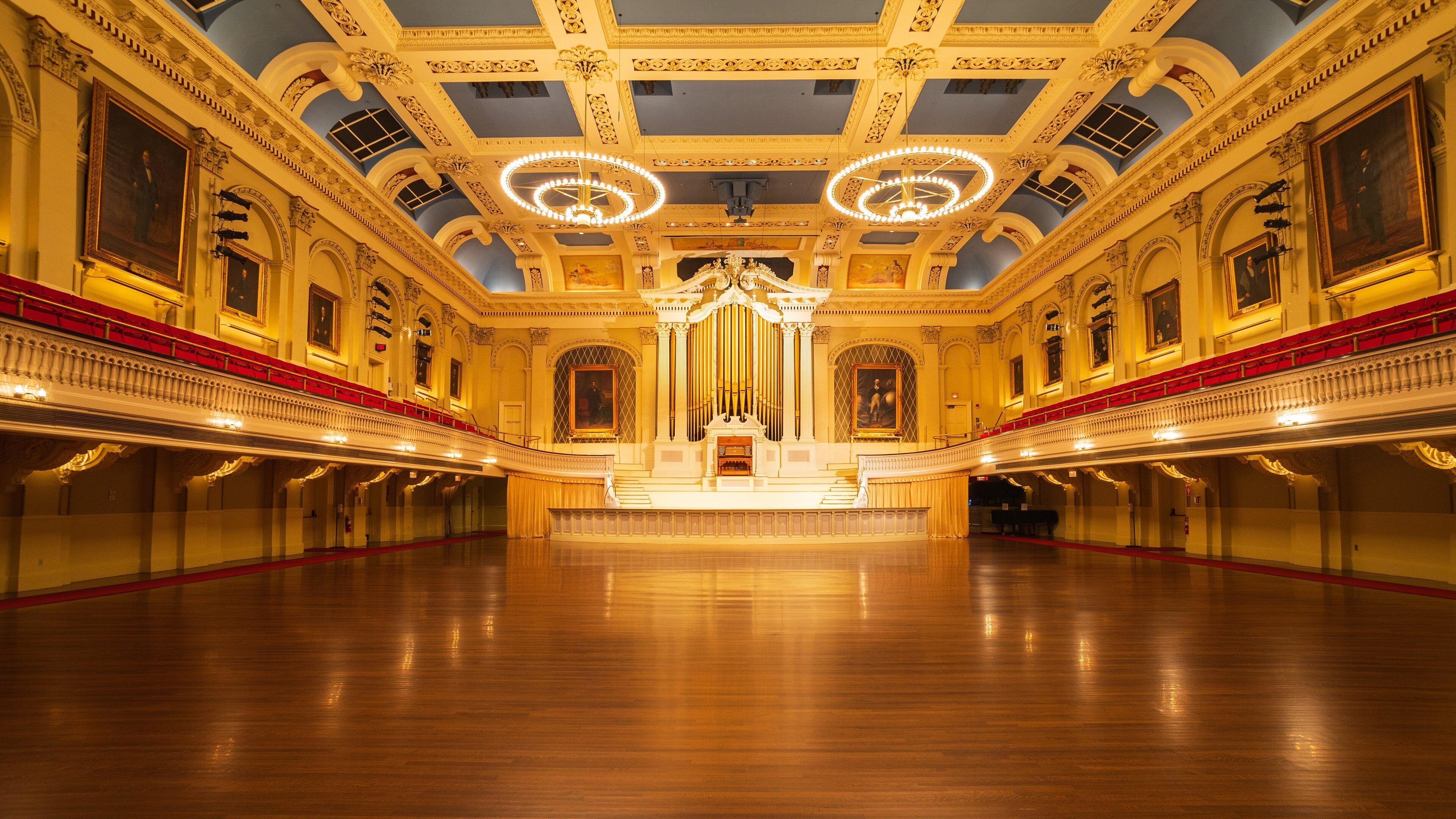 Mechanics Hall showing theater scenes, heritage elements and interior views