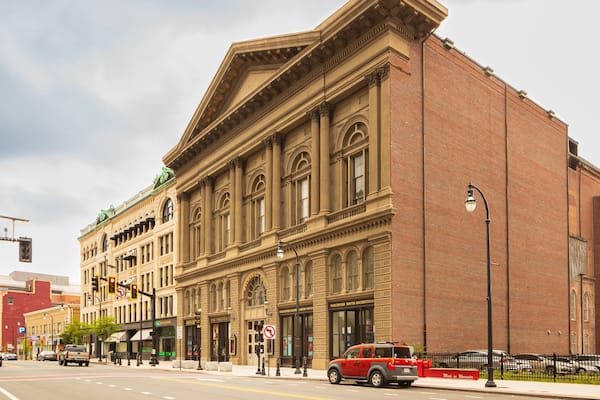Mechanics Hall showing a city and heritage architecture