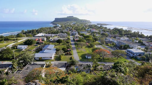 Songsong Village, Rota The village of Songsong, Rota viewed from the Rota Overlook. At the far end of the village is the Wedding Cake Mountain.
