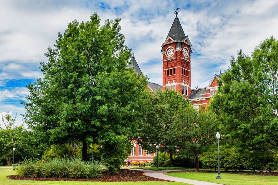 Historic building and campus at Auburn University in Auburn, Alabama; Shutterstock ID 215267143