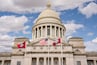 Flags Fly at the Arkansas Capitol Building in Little Rock, Arkansas
