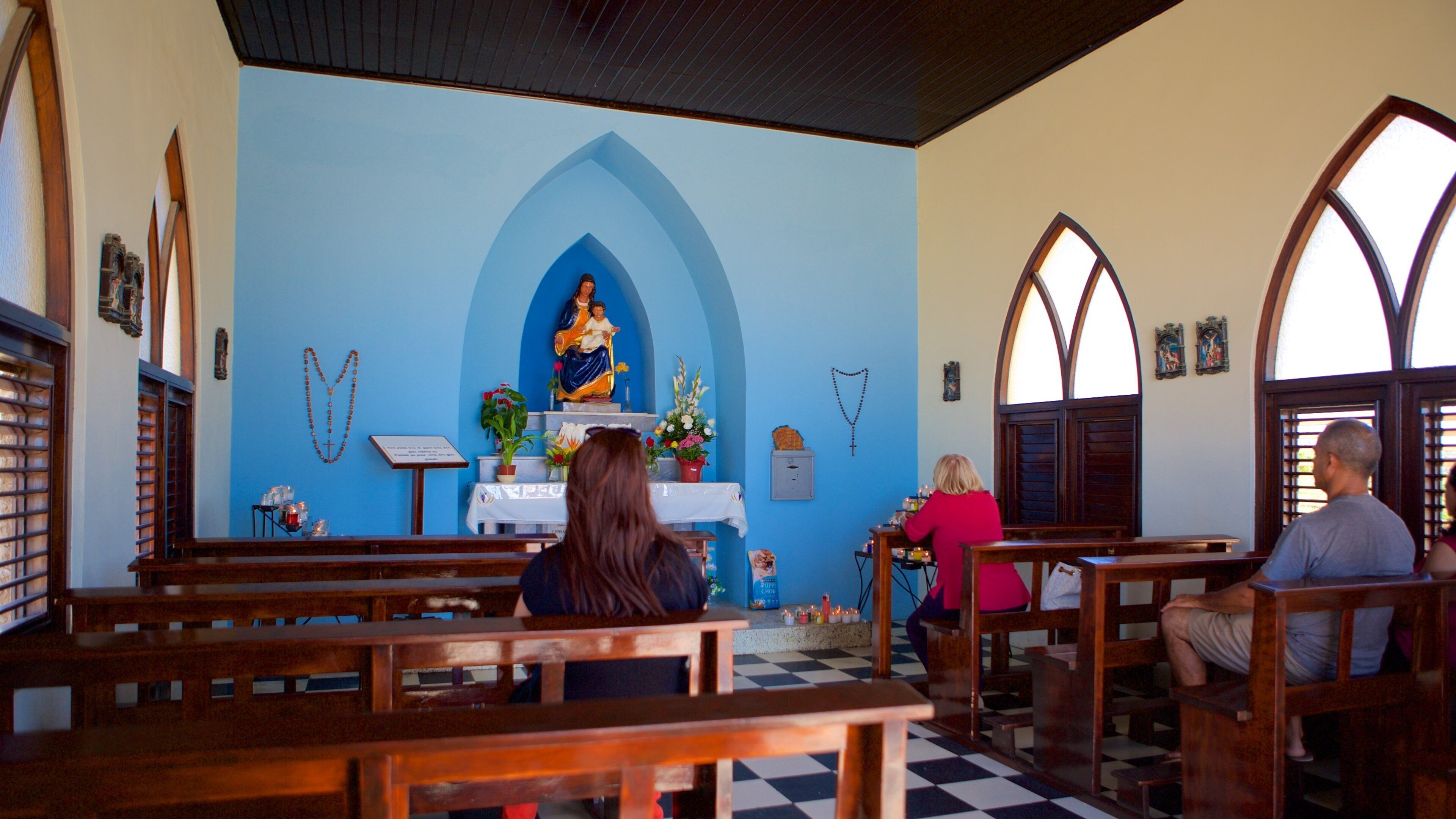 Alto Vista Chapel which includes a church or cathedral and interior views