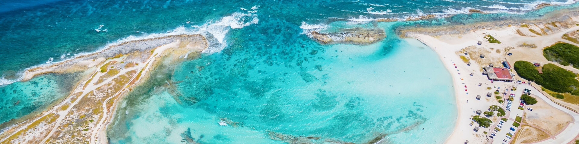 Baby Beach and coast on Aruba, Caribbean, white beach with blue ocean tropical beach.
