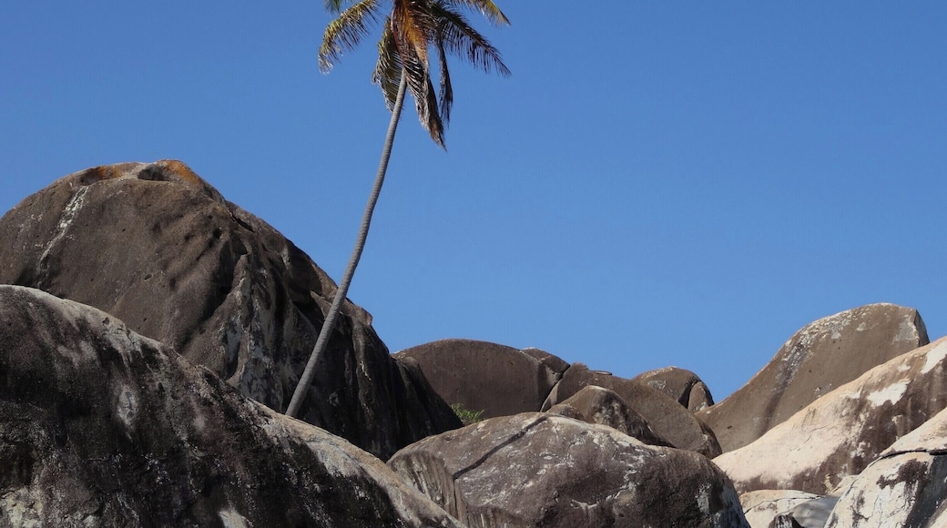 #TheBaths #VirginGorda #GreatOutdoors #Trovember
The Baths are a beach area on the island of Virgin Gorda among the British Virgin Islands in the Caribbean.
At The Baths, the beach shows evidence of the island's volcanic origins, which deposited granite that eroded into piles of boulders on the beach. The boulders form natural tidal pools, tunnels, arches, and scenic grottoes that are open to the sea.
The Baths são uma área de praia na ilha de Virgin Gorda que faz parte das Ilhas Virgens Britânicas no Caribe.
No The Baths, a praia mostra evidências da origem vulcânica da ilha. Foi depositado, na praia, granito que foi erodido formando pilhas de pedregulhos. Estas rochas formam piscinas naturais, túneis, arcos e grutas cênicas abertas para o mar.