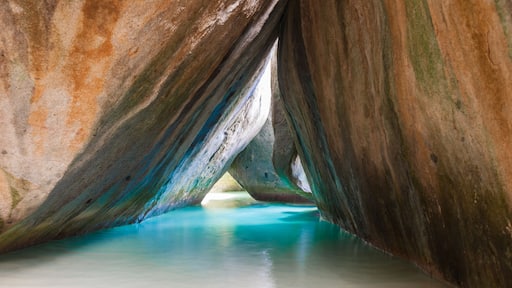 Famous beach and rock formation called The Bath on Virgin Gorda, British Virgin Islands