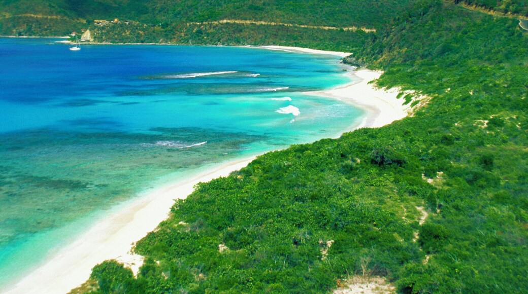 Aerial view of Savannah Beach on Virgin Gorda, British Virgin Islands, Caribbean