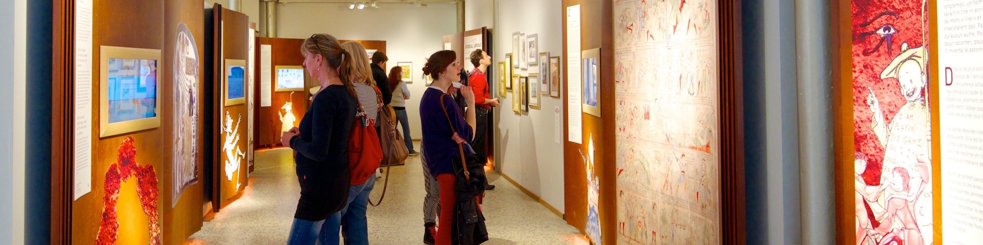 Belgian Comic Strip Center featuring interior views as well as a small group of people