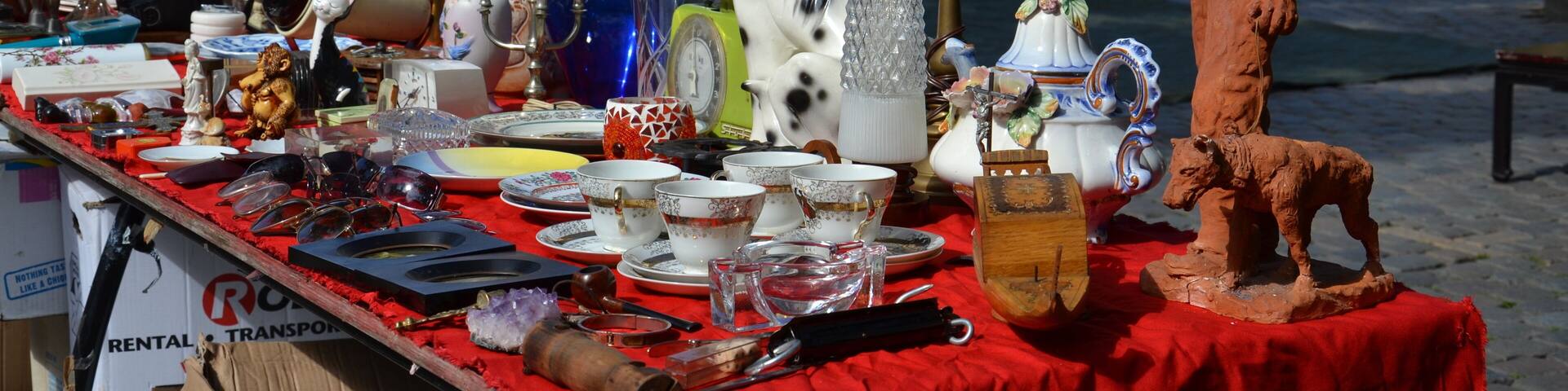 Flea market on Place du Jeu de Balle in Brussels, Belgium