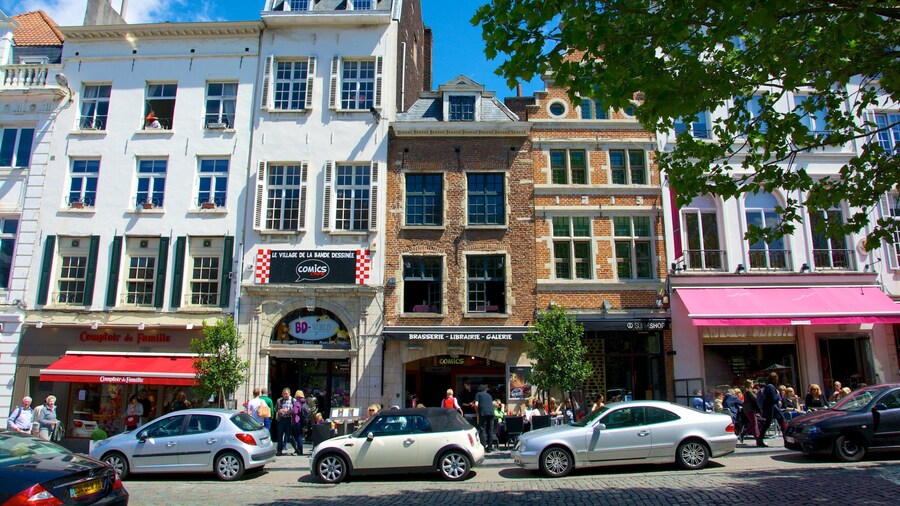 Place du Grand Sablon showing street scenes and a city