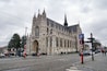 Beautiful ancient Church of Our Blessed Lady of the Sablon located in the Sablon/Zavel district in the historic centre of Brussels. View from the Petit Sablon garden.