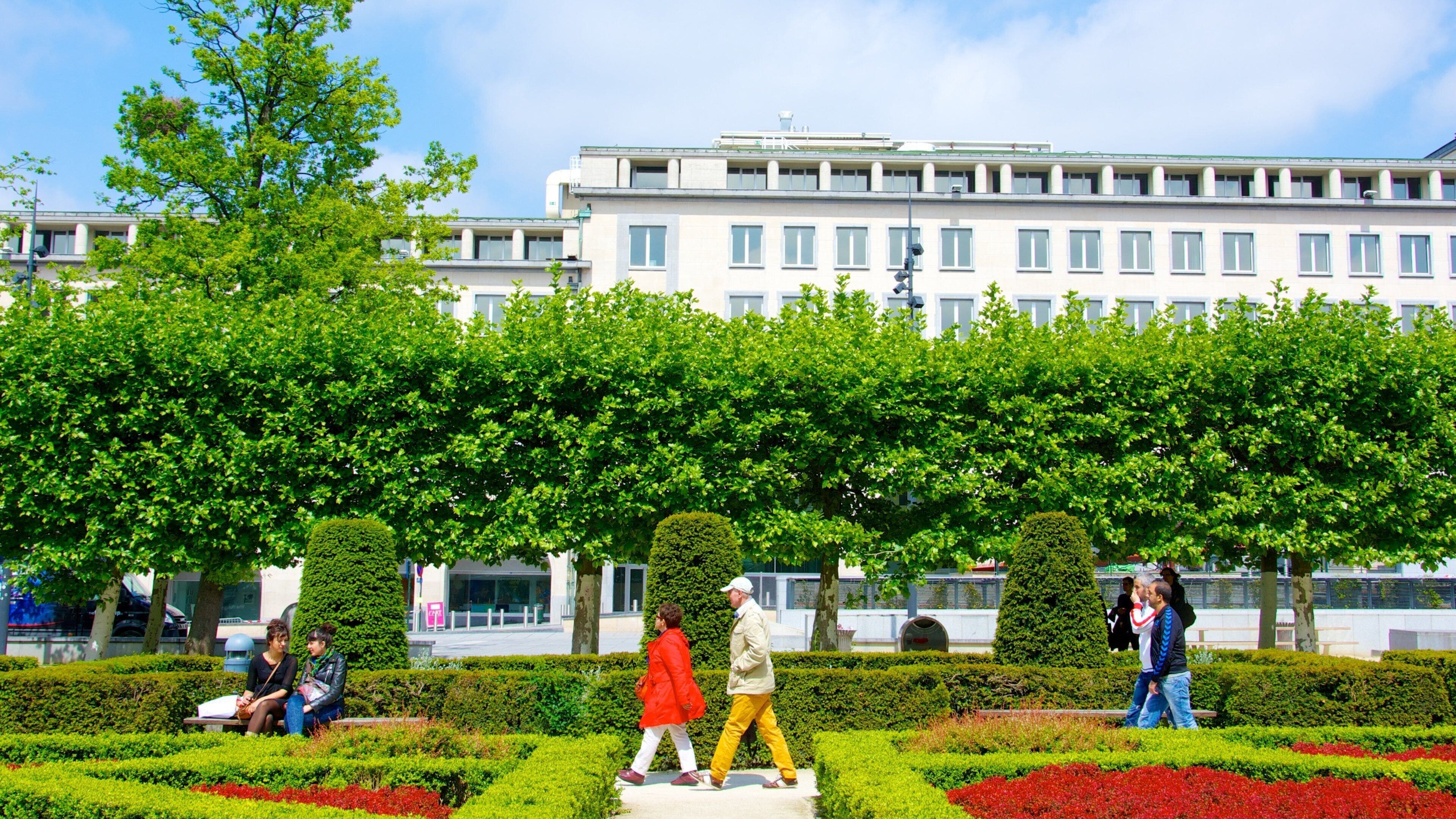 Mont des Arts que incluye jardín y también una pareja