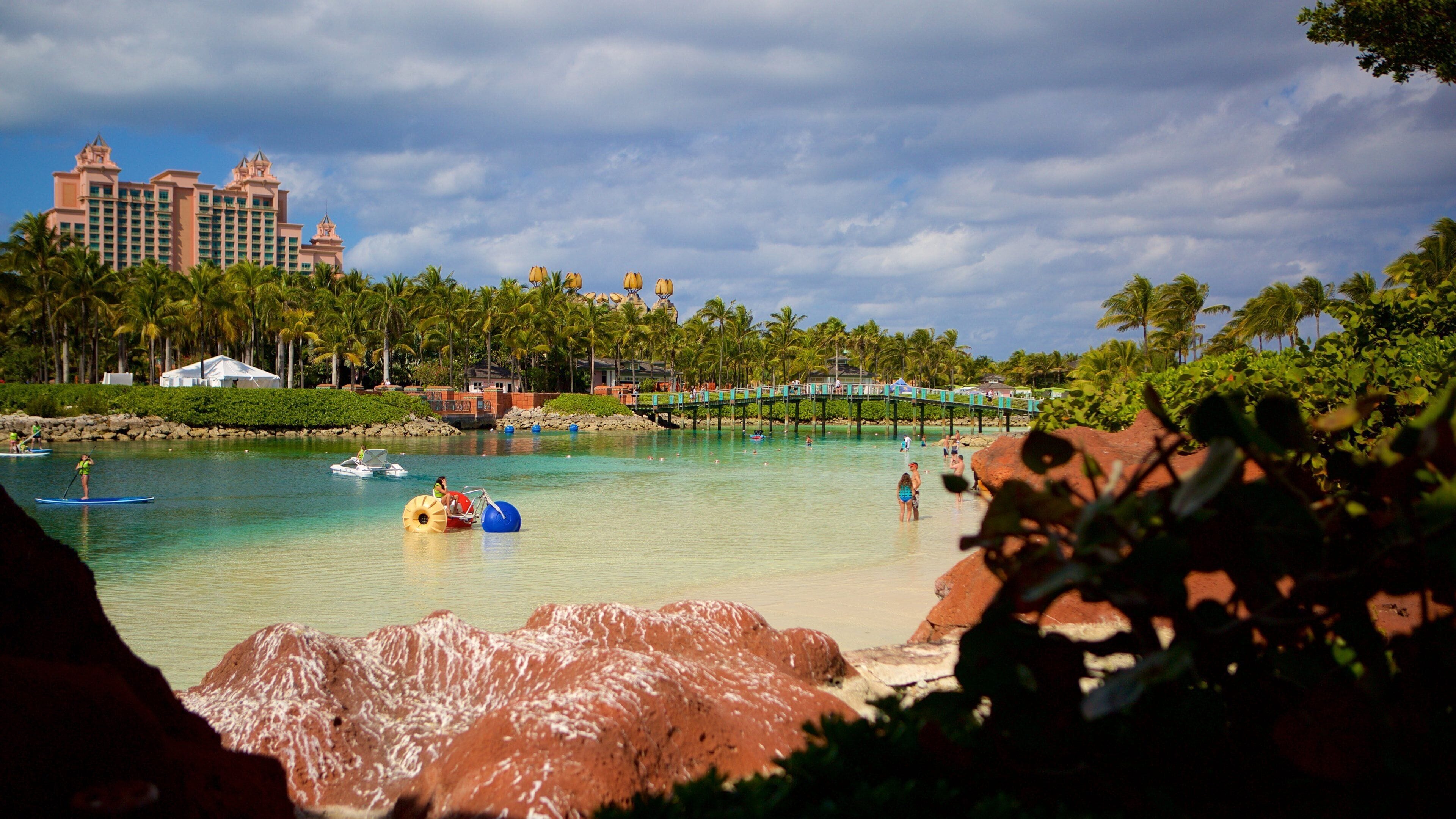 Aquaventure featuring rides and a sandy beach