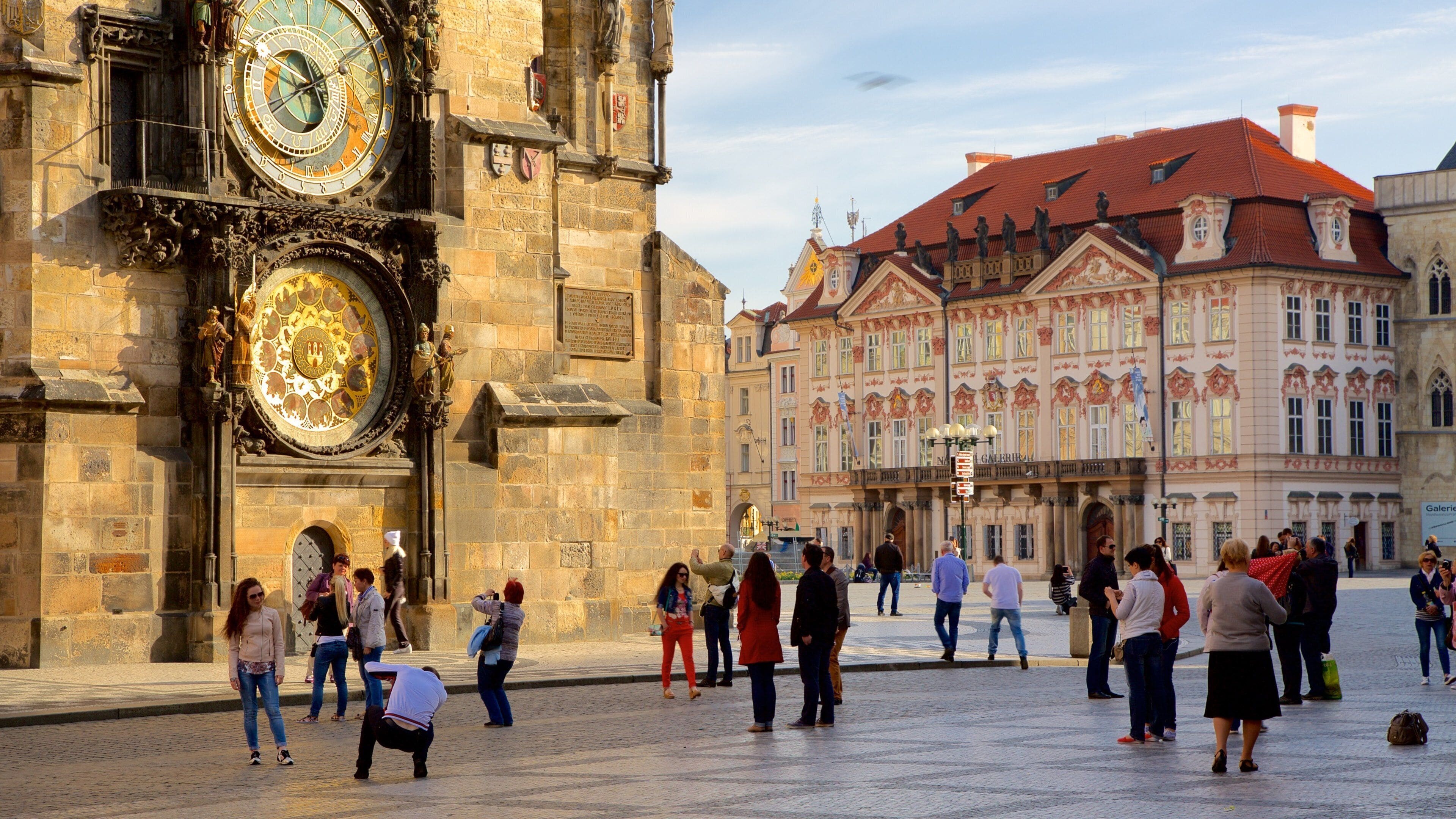 Astronomical Clock showing a city, a square or plaza and heritage elements