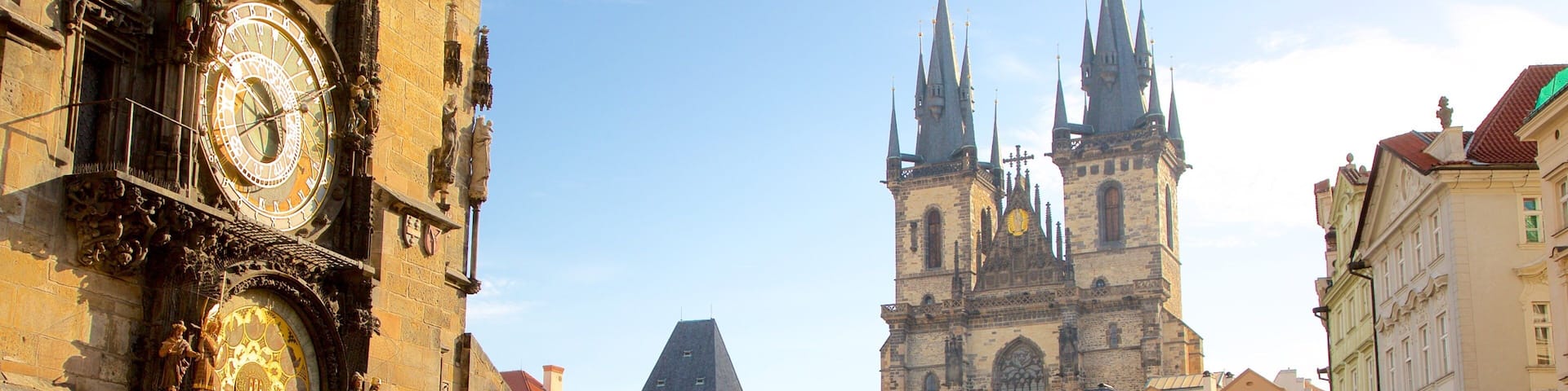 Astronomical Clock showing a city and a square or plaza