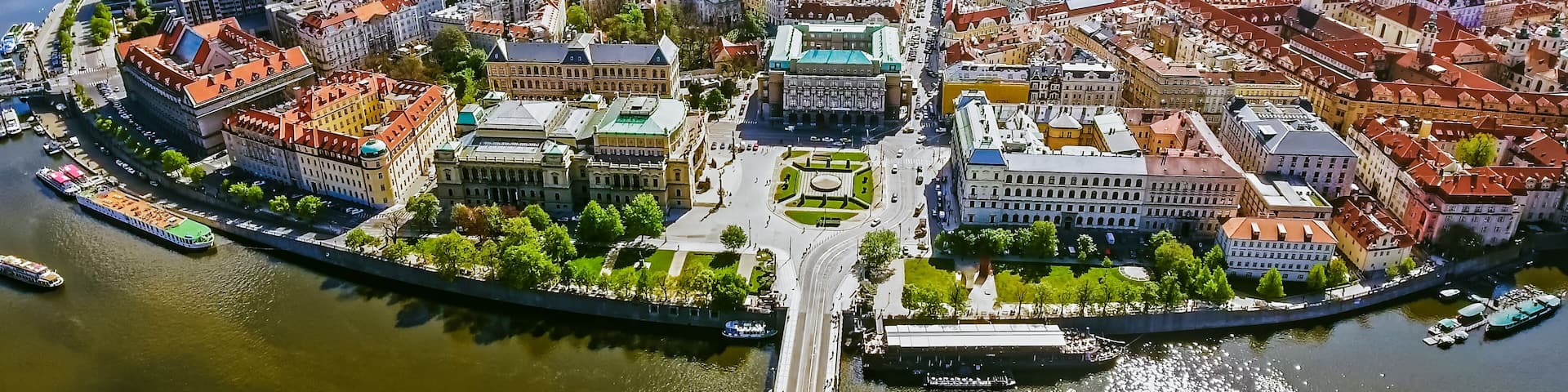 Aerial View Of Prague Old Town Cityscape In Czech Republic