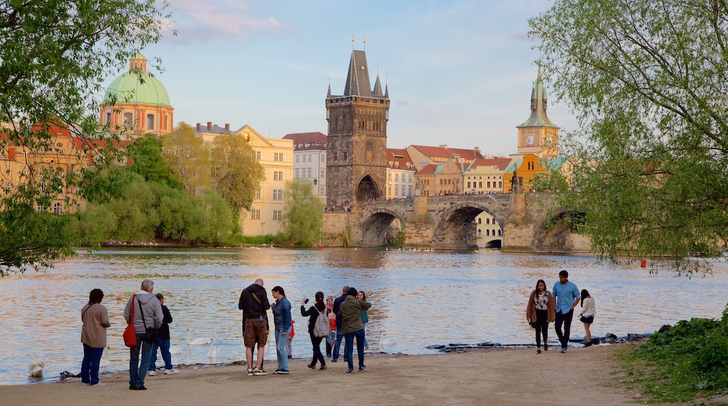 Old Town Bridge Tower featuring a city, a river or creek and a bridge